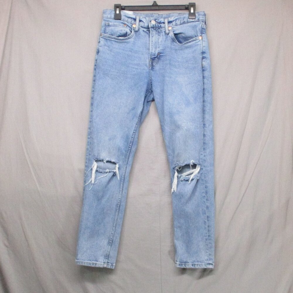 & Denim Slim Taper Cropped Distressed Light‎ Blue Jeans Men Size | 32 / 32